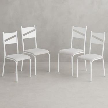 Imagem de Conjunto 4 Cadeiras para Cozinha e Sala de Jantar Branco/Cinza - MBM D