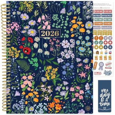 Imagem de bloom daily planners Agenda 2026 (janeiro a dezembro) - 21,6 cm x 28 cm Livro organizador de agenda semanal e mensal com adesivos e abas - capa macia flexível - festa no jardim, azul marinho
