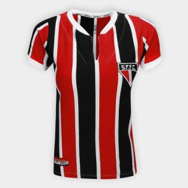 Imagem de Camiseta São Paulo RetrôMania 1971 Feminina, Preto, Vermelho, GG