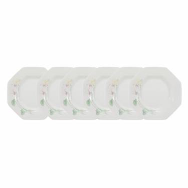 Imagem de Estojo com 6 Pratos Fundos. Modelo Octogonal Prisma. Decoração Encanto. Fabricado pela Porcelana Schmidt