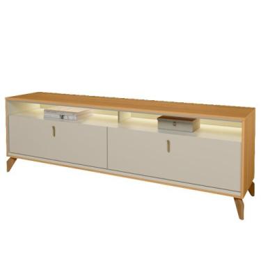 Imagem de Rack Para Sala de Estar TV 75 Pol Com LED 182cm Naomi L05 Tauari Off W