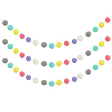 Imagem de PATIKIL 3 peças de guirlanda de pompom, faixa decorativa de 20 metros com 30 bolas de feltro para decoração de quarto de festa de aniversário, Dia das Bruxas, Ação de Graças, Natal, aniversário