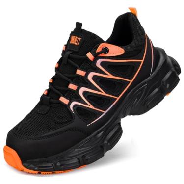 Imagem de Tênis de bico de aço para mulheres e homens, largo, antiderrapante, composto, tênis de trabalho, indestrutível, confortável, leve, respirável, construção, tênis à prova de perfurações, design