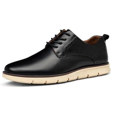 Imagem de Hantatop Sapatos Sociais Casuais Masculinos De Couro Legítimo, Tênis Com Bico Liso, Leves E Confortáveis, Estilo Oxford Para Negócios, Homens