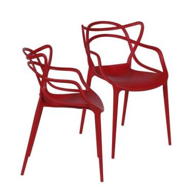 Imagem de Kit 02 Cadeiras Boxbit Solna Polipropileno Vermelha Vermelha
