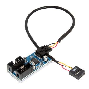 Imagem de CTWHA Placa de expansão de placa mãe de computador USB 2.0 conector de 9 pinos para divisor de hub de 2 portas cabo 30 cm USB adaptador de cabo interno 1 a 2