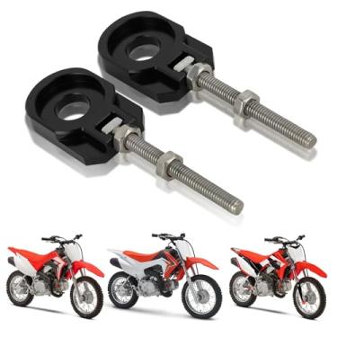 Imagem de USTPO Motocicleta 2 peças 12 mm ajustador de corrente tensor braço oscilante carretel tensor ajustador de tensão CNC universal para CRF110 CRF 110F 2013-2025 Dirt Pit Bike preto