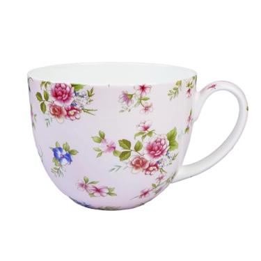 Imagem de LJIMICAORO Caneca floral de 482 g Bone China Caneca de café de osso China Canecas de chá de osso Canecas de Natal Presentes de aniversário para mulheres, mãe, amigas, colegas de trabalho