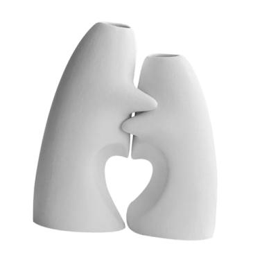 Imagem de Baoblaze 2 peças de vasos de cerâmica para flores, arranjos florais, decoração, vasos decorativos, vaso de plantas versátil para casamento, entrada, prateleira, Branco