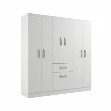 Imagem de Guarda Roupa Casal 7 Portas 1 Gavetas Maleiro Roupeiro Compacto Com Cabideiro E Prateleiras Design Moderno E Funcional Para Quarto Organizado E Estiloso Branco (Branco)