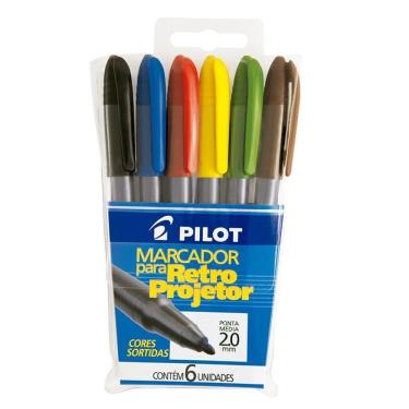 Imagem de Pincel para retro projetor 2.0 6 cores Pilot