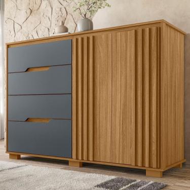 Imagem de Cômoda para Quarto 4 Gavetas 105cm X 147cm Texas Freijó/Cinza