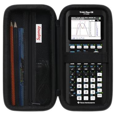 Imagem de Supmay Capa para calculadora compatível com Texas Instruments TI-84 Plus CE/TI-84 Plus/TI-83 Plus/TI-83 Plus CE Calculadora gráfica colorida, estojo de armazenamento com bolso de malha para cabo USB