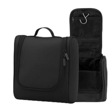 Imagem de Necessaire Masculina e Feminina Viagem Organizador com Divisórias Gancho Cabide (Preta)