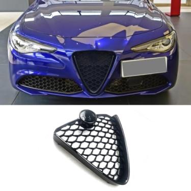 Imagem de Grade de para-choque de carro tiras decorativas kit de carroceria grade de corrida grade de para-choque dianteiro compatível com Giulia 2016-2021 parte externa (preto fosco)