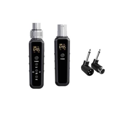 Imagem de Sistema de microfone transmissor e receptor XLR sem fio – alcance de 39,5 m, bateria 4H para microfones condensadores dinâmicos e 48 V, PA, mixer, igreja, estúdio – Volume e canal ajustáveis