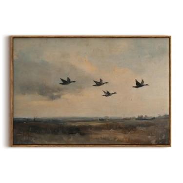 Imagem de KISSFOX Impressão de arte em tela de parede emoldurada vintage Sky Mallard 61 cm x 91 cm emoldurada