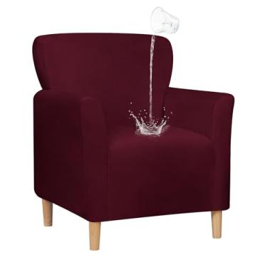 Imagem de NICEEC Capas elásticas de elastano para cadeira, supermacia, moderna, banquete, poltrona, repelente de água, protetor de móveis para sala de estar, escritório, leitura (vinho vermelho)