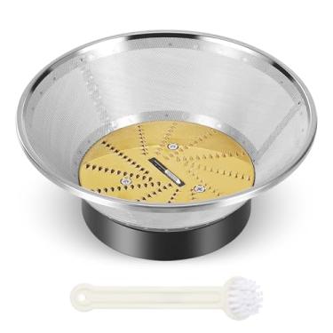 Imagem de Peças de reposição Juicer Cesta de filtro de malha com disco de lâmina revestido de titânio compatível com modelos de fonte de suco Breville JE95XL, JE98XL, BJE200XL, JE900 inclui escova sem