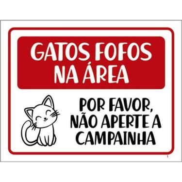 Imagem de Kit 3 Placas Sinalização - Gatos Fofos Não Aperte Campainha