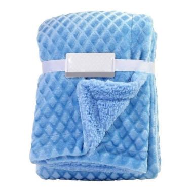 Imagem de Manta Microfibra Sherpa Bebê Soft Azul - Loani 1,00m x 0,75m