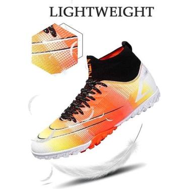 Imagem de Tênis de futebol masculinos de futebol com pontas longas, couro e borr