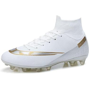 Imagem de Tênis de futebol masculinos de futebol com pontas longas, couro e borr