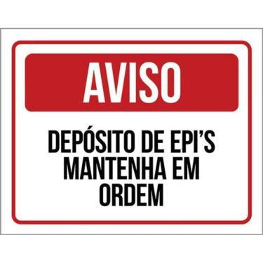 Imagem de Kit 5 Placa Depósito Epi Mantenha Ordem Vermelho36X46