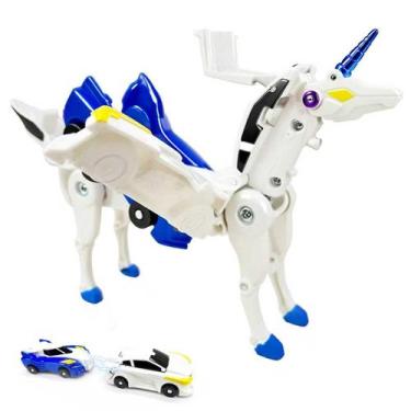 Imagem de Brinquedo robô unicórnio transformador de colisão com 2 carros magnéti