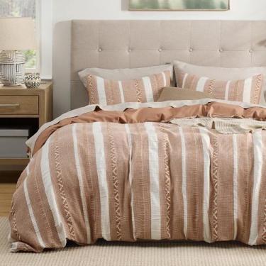 Imagem de Conjunto de capa de edredom Bedsure Waffle Weave 100% algodão king siz