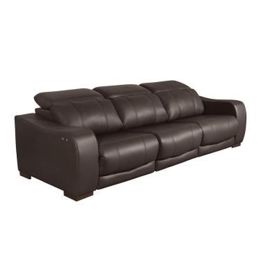 Imagem de Sofá Elétrico Reclinável e Retrátil 3 Lugares Affection Couro Marrom Café - Gran Belo