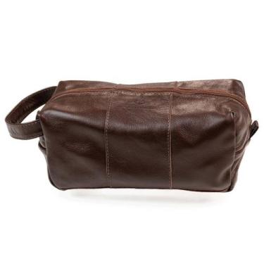 Imagem de Necessaire Burgos Com Alça Em Couro Bovino Organizador Portátil Com Fo