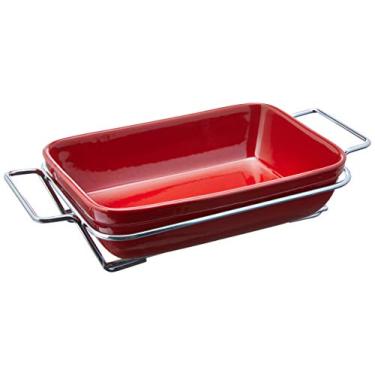 Imagem de Travessa Refrataria com Suporte Vianagrés Vermelha 27 Cm