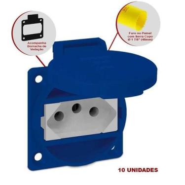 Imagem de Tomada de Embutir Linha TBSEN Ind. 2P+T 20A - Azul - SIBRATEC