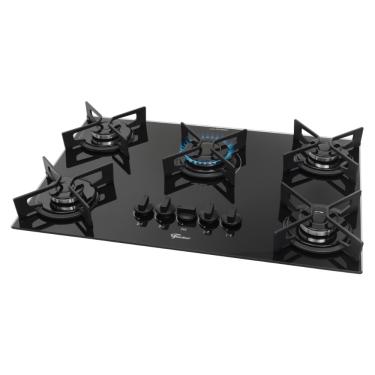 Imagem de Cooktop a Gás Fischer 5 Bocas Fit Line Trempe Iron - Preto