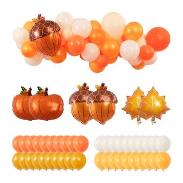 Imagem de Thanksgiving Balloon Garland Arch Kit - Orange Color Pumpkin, Maple Leaf, Pine Cones Foils for Fall Party Decorations, Autumn Harvest, Festival, Birthday