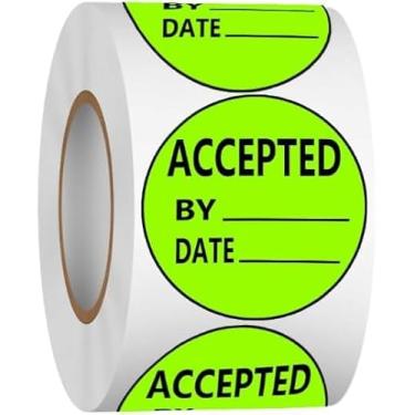 Imagem de Etiquetas adesivas redondas pretas e verdes de 5 cm para controle de qualidade, inventário, recebimento de armazém (500 peças por rolo)