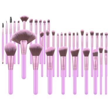 Imagem de 36 pincéis de maquiagem macios ao toque, pincel de maquiagem em pó, pincel de blush, pincel de sombra para maquiagem diária no rosto