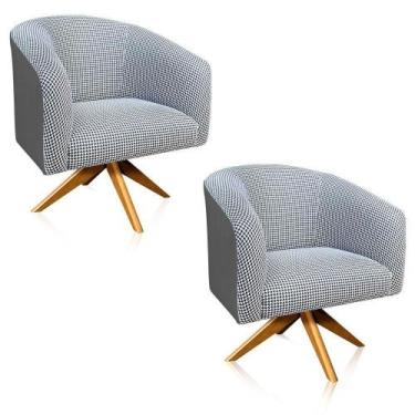 Imagem de Kit 02 Poltronas Giratória Stella Linho A72 Com material sintético Bas