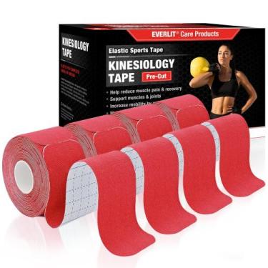 Imagem de Fita esportiva EVERLIT Kinesiology, pacote com 4 tiras pré-cortadas de