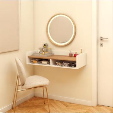 Imagem de Escrivaninha Suspensa de Parede 90cm com Nichos Mesa Flutuante para Home Office e Estudo