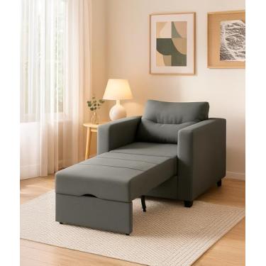 Imagem de Poltrona Cama Solteiro Retrátil Marissol Veludo Premium Cinza Sofisticado