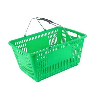 Imagem de AFXGUSD Cesto de Compras, Organizador de Supermercado, Cesto de Armazenamento Portátil E Ergonômico em Ferro com Alça para Alimentos, Brinquedos E Cosméticos, Verde