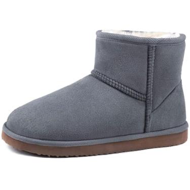 Imagem de Zizor Pantufas femininas confortáveis para botas curtas, quentes para o inverno, com fundo duro e forro felpudo, Cinza, 38 BR