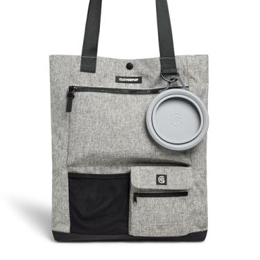 Imagem de Cleverpup Conjunto de 2 peças Park Pack Bolsa para cães – Bolsa de viagem para cães com 8 bolsos, bolsa de petisco, dispensador de saco de cocô, bolso de bola de secagem rápida, tigela dobrável