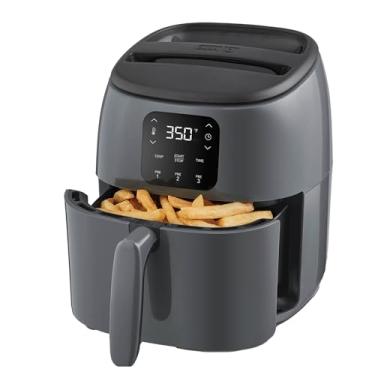 Imagem de DASH Tasti-Crisp™ Forno elétrico Air Fryer, 2,6 litros, cinza – Fritadeira a ar compacta para alimentos mais saudáveis em minutos, ideal para espaços pequenos - desligamento automático, digital, 1000