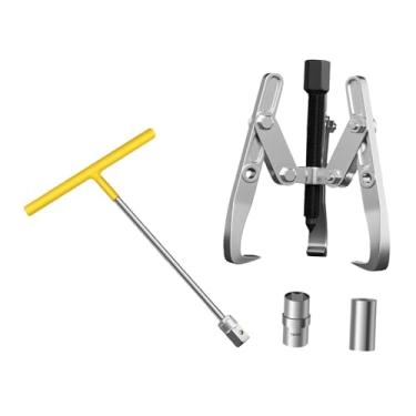 Imagem de AFXGUSD Ferramenta extratora de 3 garras para desmontagem, remoção e remoção de engrenagens e volantes de tambores internos de máquinas de lavar, 4 Inch with Wrench