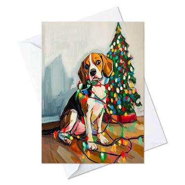 Imagem de Beagle Cartões de Natal para cães - Cartões com Envelopes - (conjunto de 10) Grande 14,7 x 21,1 cm Cartão Dobrado Cartões de Notas em Branco (pacote com 10, Beagle)