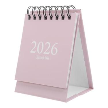Imagem de MAGICLULU Mini Calendário de Mesa 2026-2027 Mini Calendário Mensal de Mesa Com E Encadernação Em Argolas Metálicas, Espiral Dupla, Portátil para Planejamento Em Casa E No Escritório, Rosa