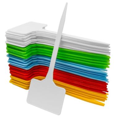 Imagem de Evponk 50 etiquetas de plantas, etiquetas de plantas de plástico tipo T reutilizáveis ao ar livre à prova d'água etiquetas de jardim para sementes flores vegetais, 5,5 * 15 cm